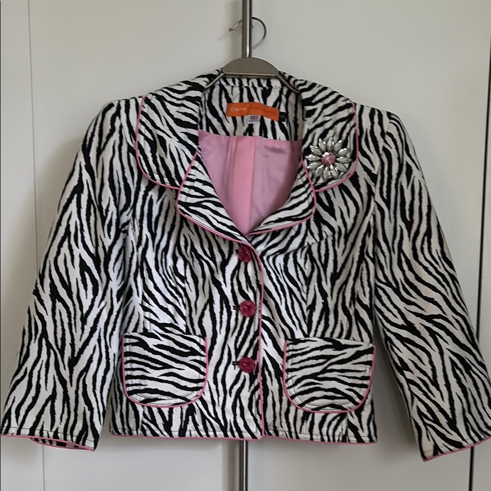 Cynthia Steffe Black and White Zebra Print Blazer